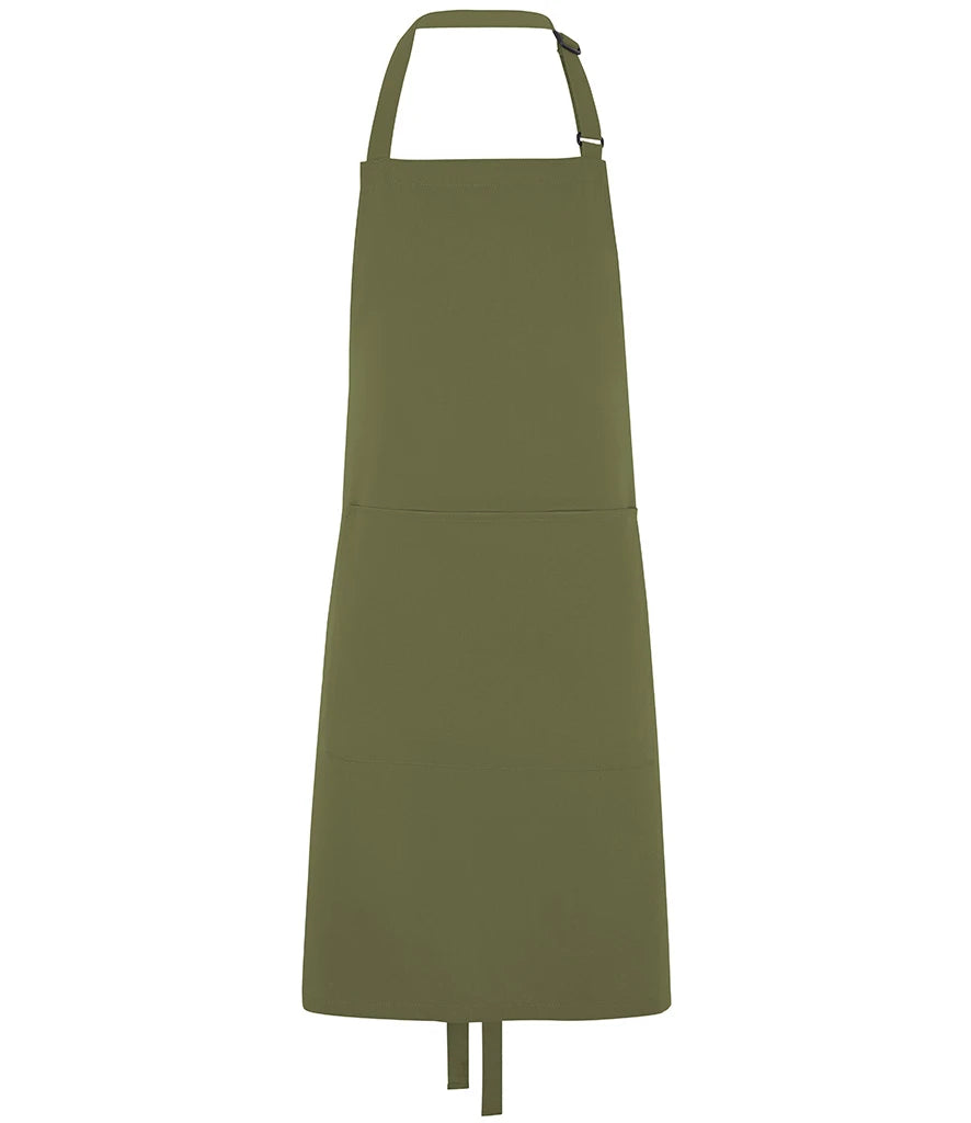 Dennys Polyester Bib Apron with Pocket — Olive Green