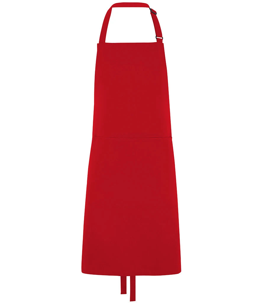 Dennys Polyester Bib Apron with Pocket — Red