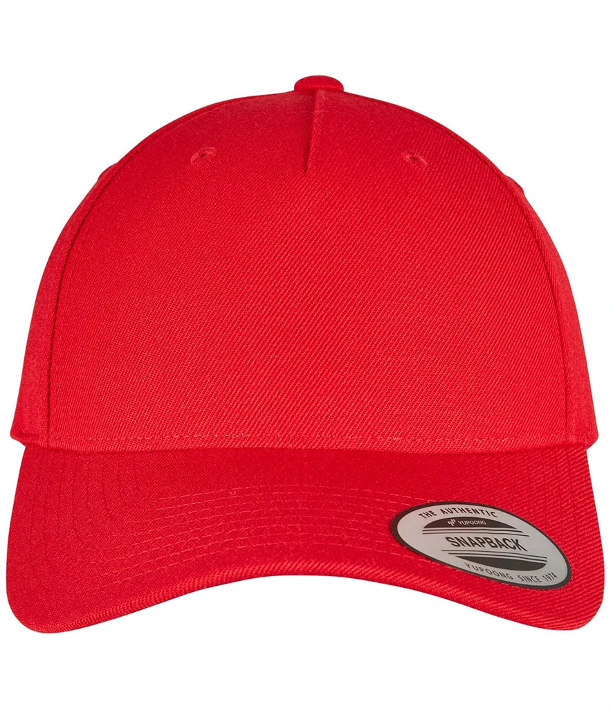 Flexfit 5 Panel Premium Curved Snapback — Red