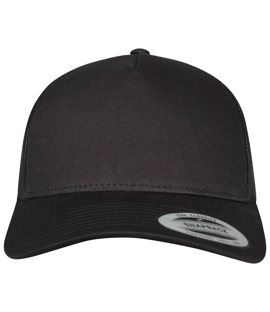Flexfit 5 Panel Retro Trucker Cap — Black