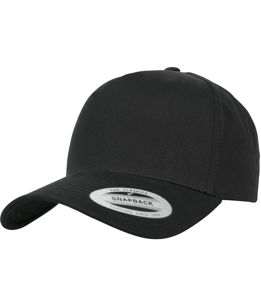 Flexfit 5 Panel Curved Classic Snapback Cap — Black