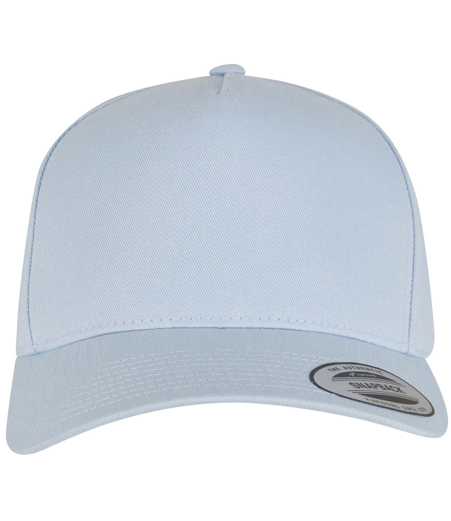 Flexfit 5 Panel Curved Classic Snapback Cap — Light Blue
