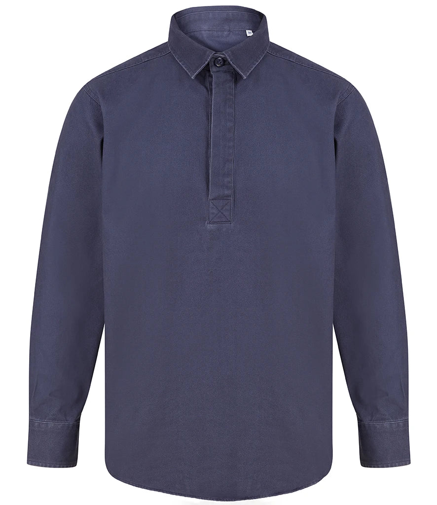 Front Row Pullover Drill Shirt — Washed Navy