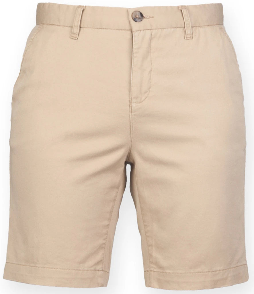 Front Row Ladies Stretch Chino Shorts — Stone