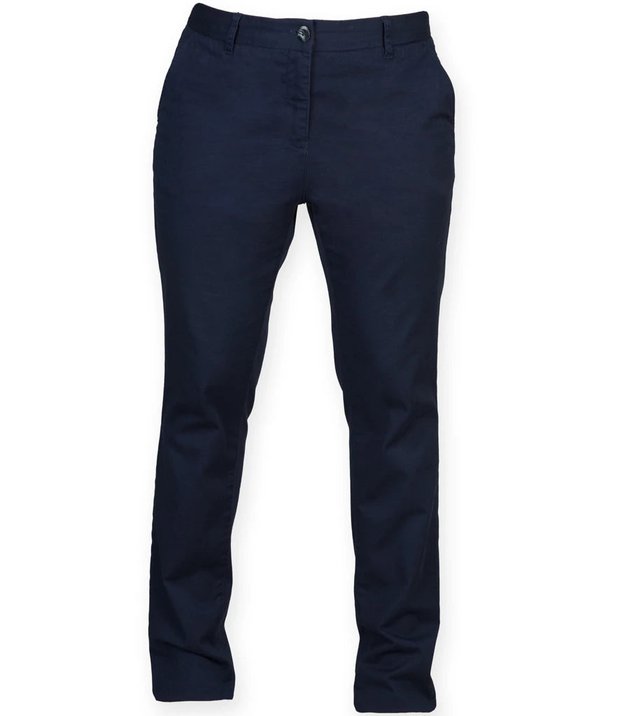 Front Row Ladies Stretch Chino Trousers — Navy