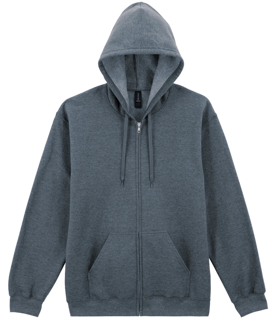 Gildan SoftStyle® Midweight Full Zip Hooded Sweatshirt — Dark Heather