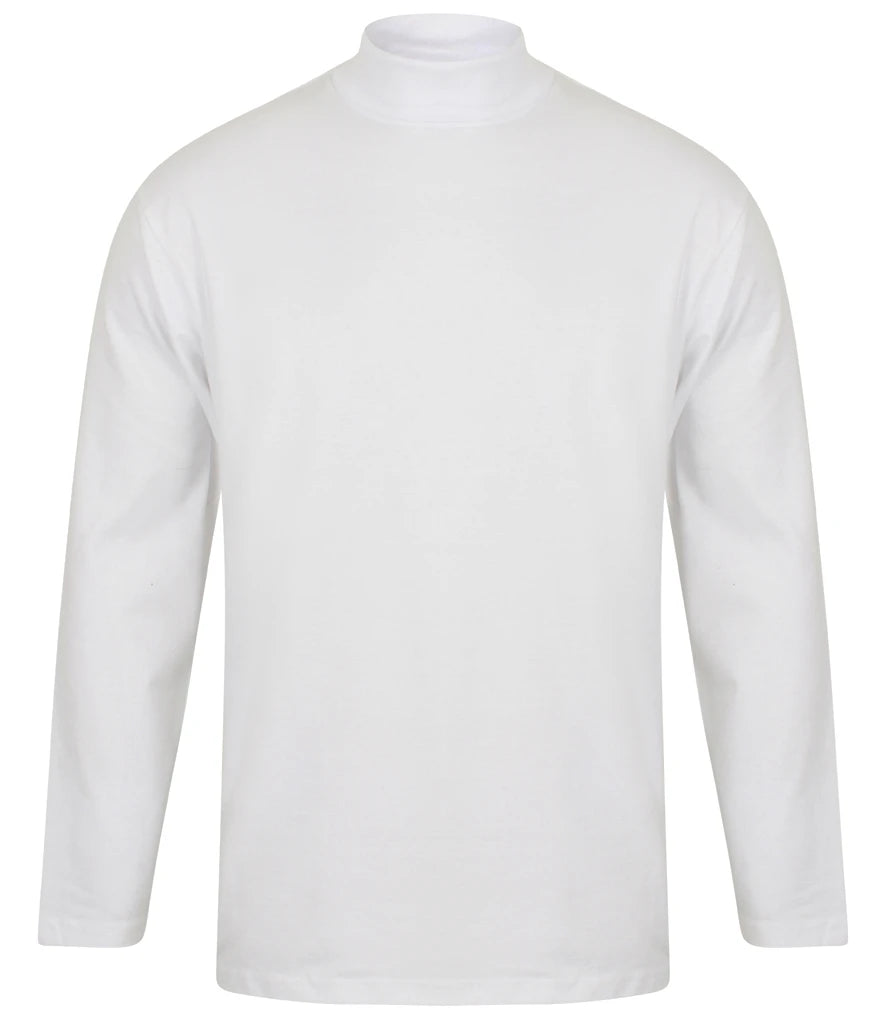 Henbury Long Sleeve Roll Neck Top — White