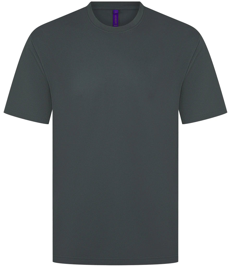 Henbury Unisex Coolplus® Wicking Piqué T-Shirt — Charcoal