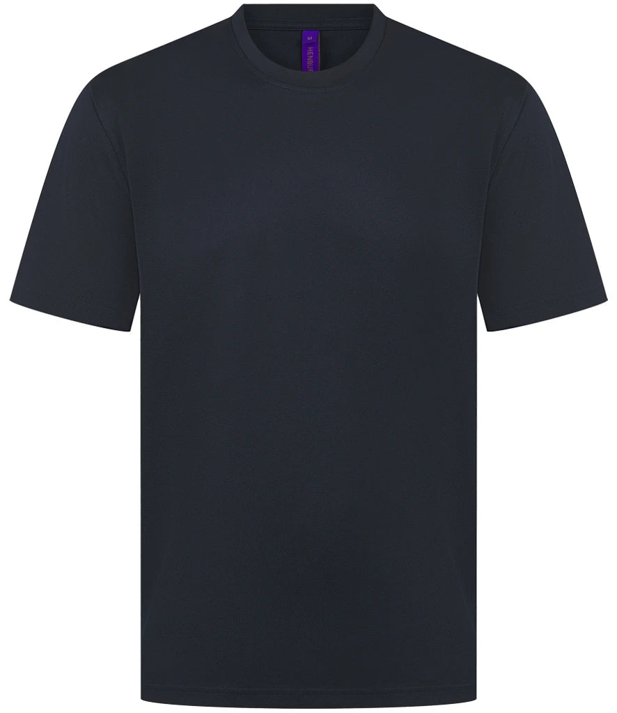 Henbury Unisex Coolplus® Wicking Piqué T-Shirt — Navy