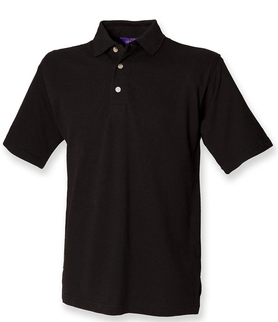 Henbury Classic Heavy Cotton Piqué Polo Shirt — Black