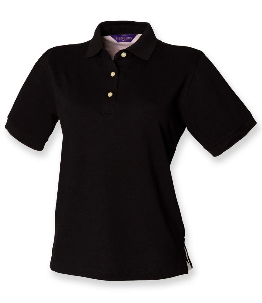 Henbury Ladies Classic Cotton Piqué Polo Shirt — Black