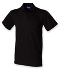 Henbury Unisex Stretch Cotton Piqué Polo Shirt — Black
