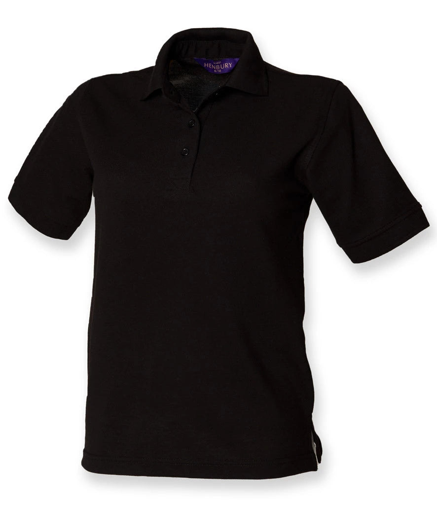 Henbury Ladies Poly/Cotton Piqué Polo Shirt — Black