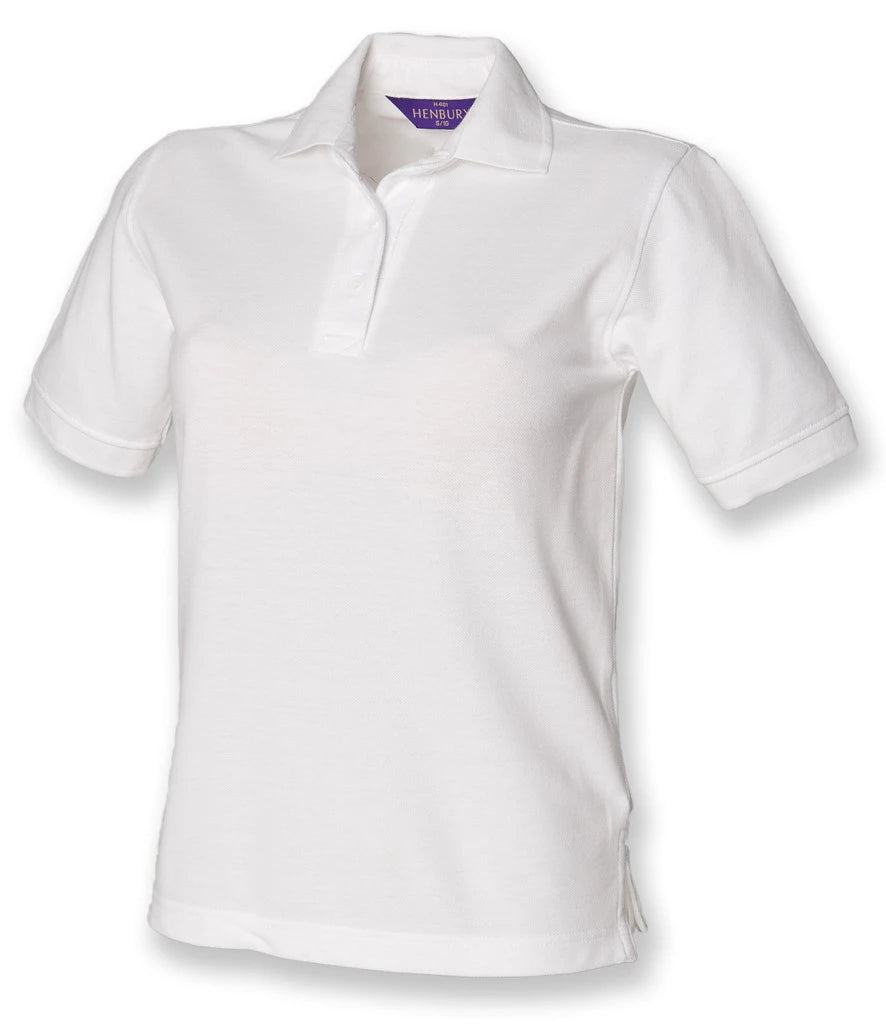 Henbury Ladies Poly/Cotton Piqué Polo Shirt — White