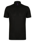 Henbury Slim Fit Stretch Microfine Piqué Polo Shirt — Black