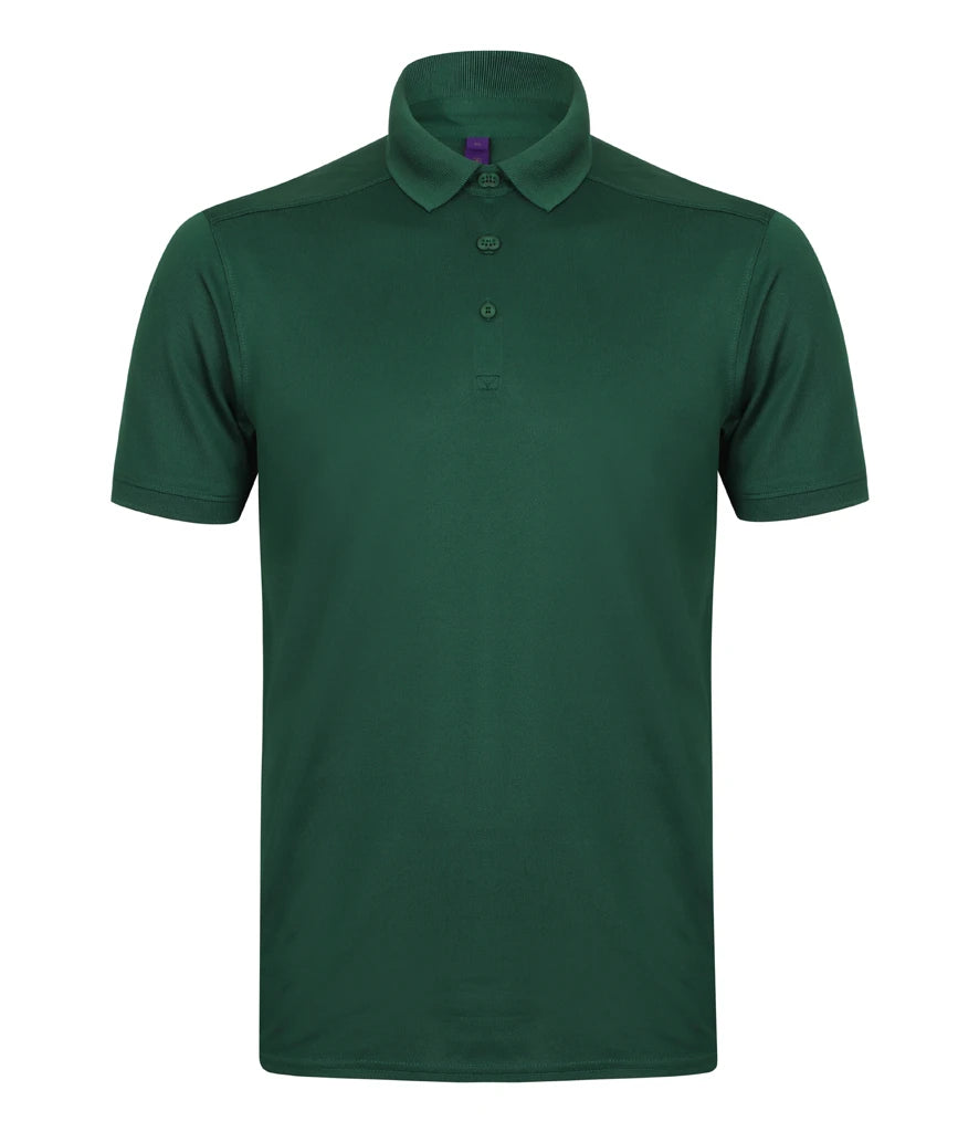 Henbury Slim Fit Stretch Microfine Piqué Polo Shirt — Bottle Green