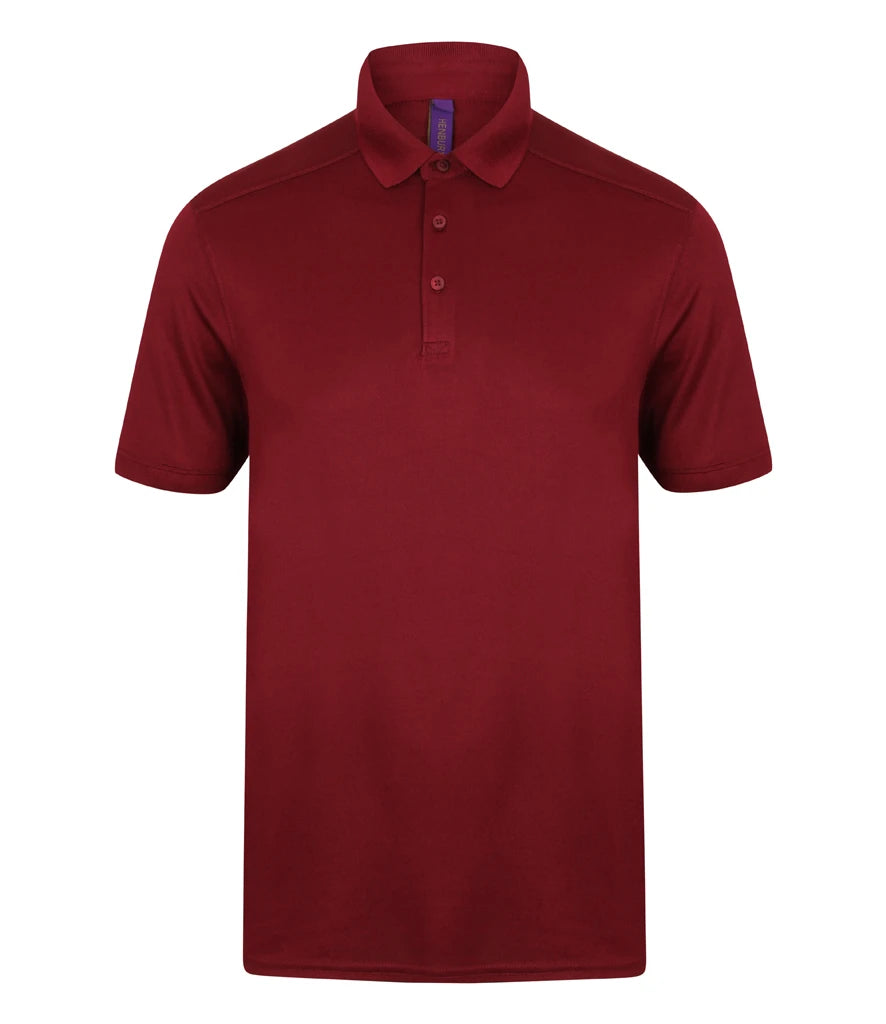 Henbury Slim Fit Stretch Microfine Piqué Polo Shirt — Burgundy