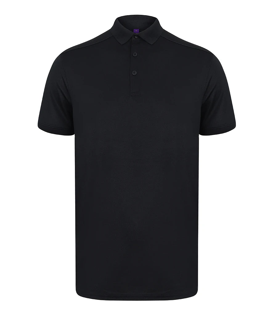 Henbury Slim Fit Stretch Microfine Piqué Polo Shirt — Navy