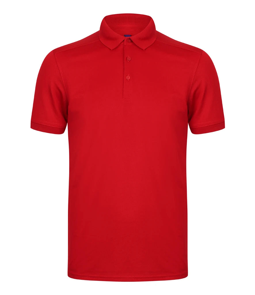 Henbury Slim Fit Stretch Microfine Piqué Polo Shirt — Red