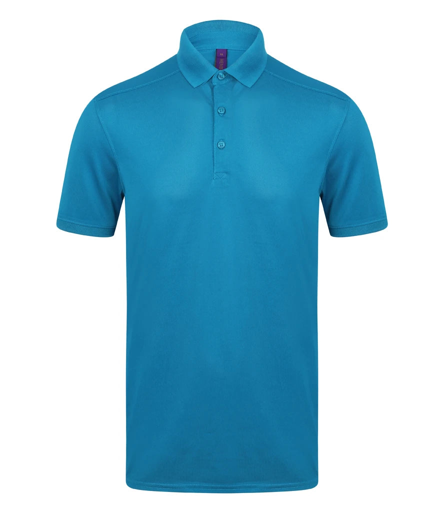Henbury Slim Fit Stretch Microfine Piqué Polo Shirt — Sapphire Blue