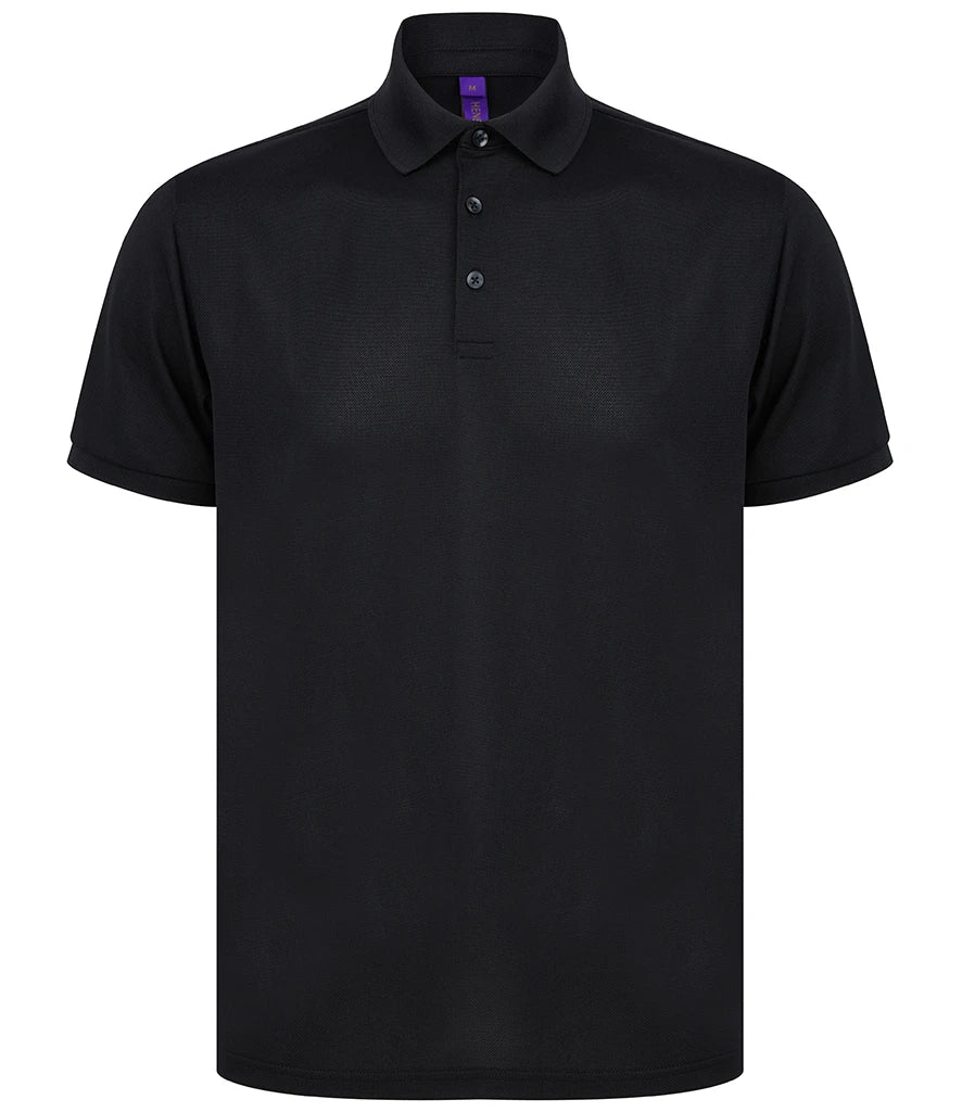 Henbury Recycled Polyester Piqué Polo Shirt — Black