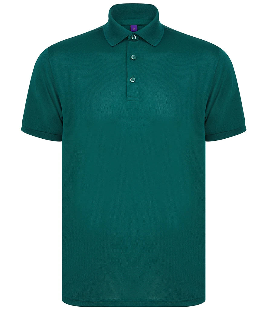 Henbury Recycled Polyester Piqué Polo Shirt — Bottle Green