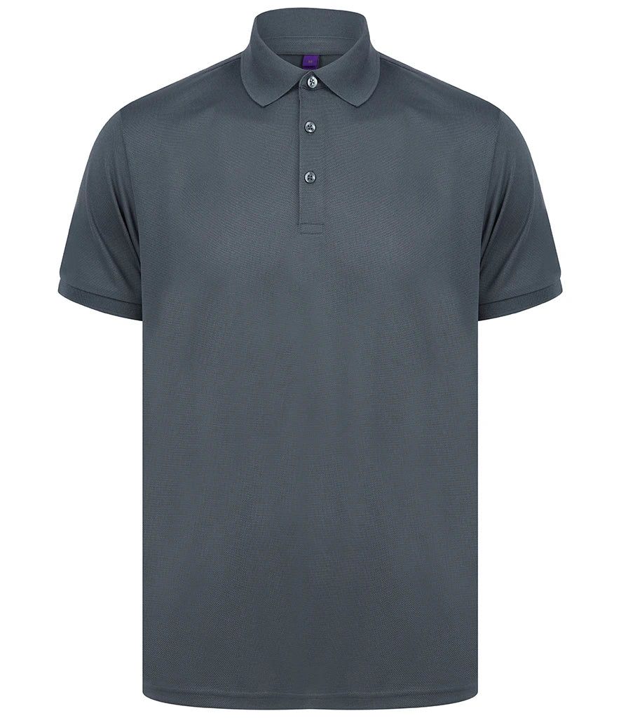 Henbury Recycled Polyester Piqué Polo Shirt — Charcoal