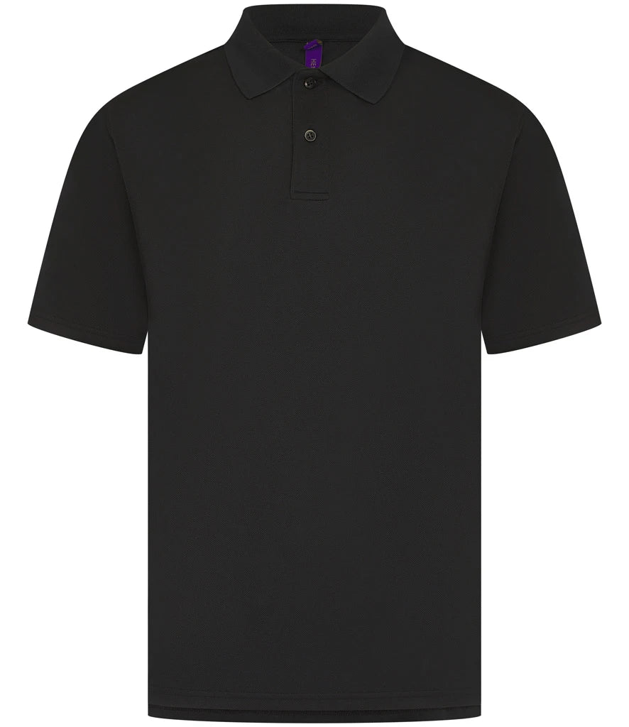Henbury Coolplus® Wicking Piqué Polo Shirt — Black