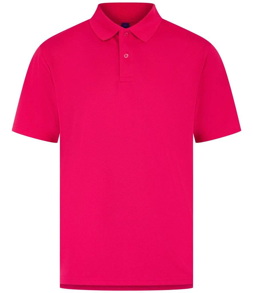 Henbury Coolplus® Wicking Piqué Polo Shirt — Bright Pink