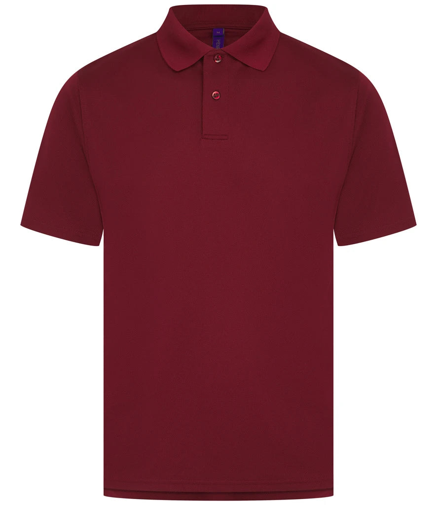 Henbury Coolplus® Wicking Piqué Polo Shirt — Burgundy