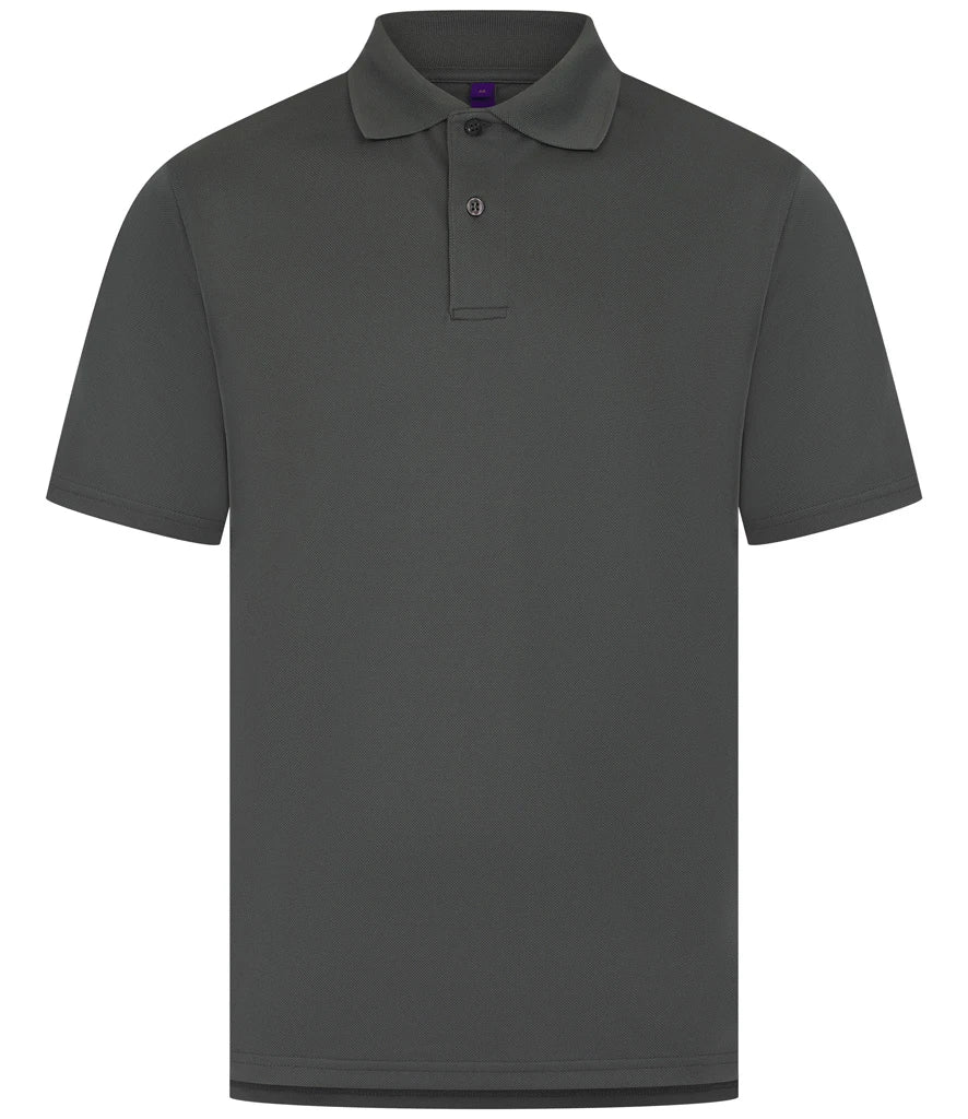Henbury Coolplus® Wicking Piqué Polo Shirt — Charcoal
