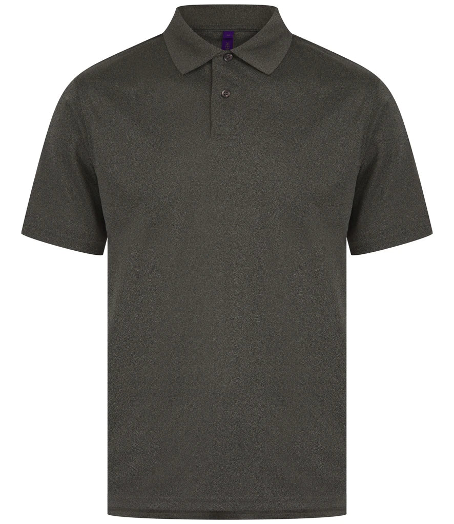 Henbury Coolplus® Wicking Piqué Polo Shirt — Heather Charcoal