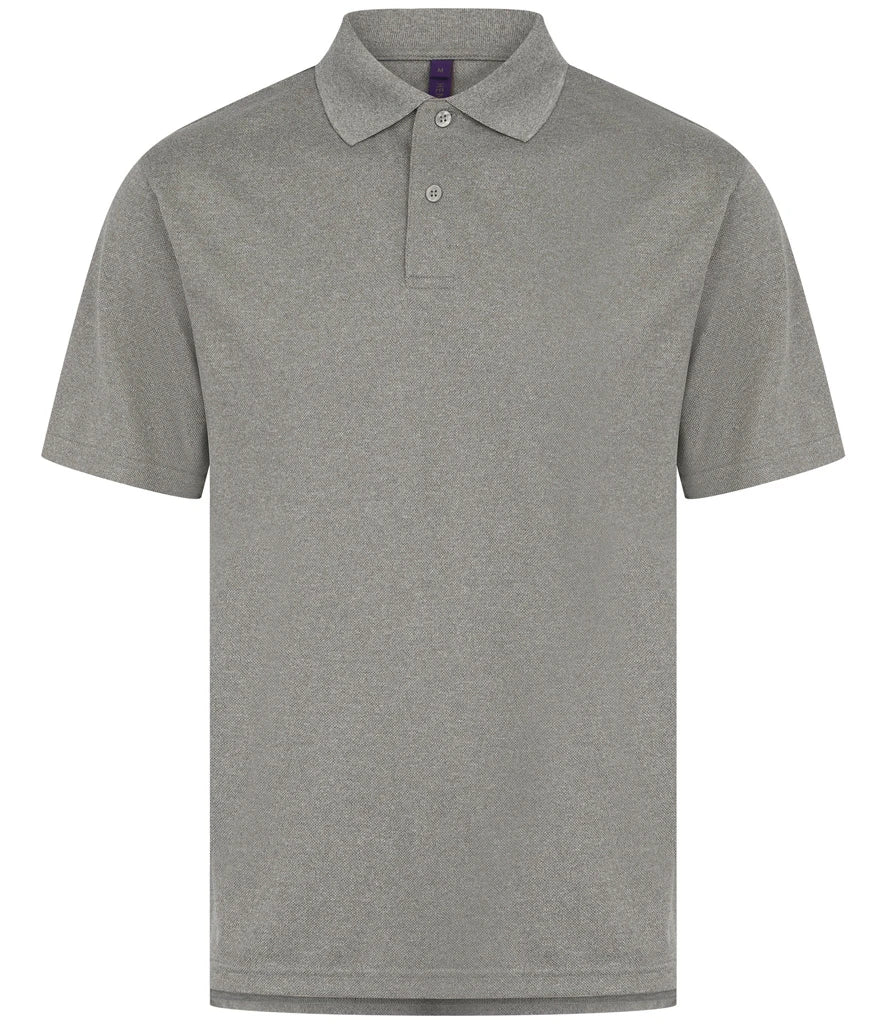 Henbury Coolplus® Wicking Piqué Polo Shirt — Heather Grey