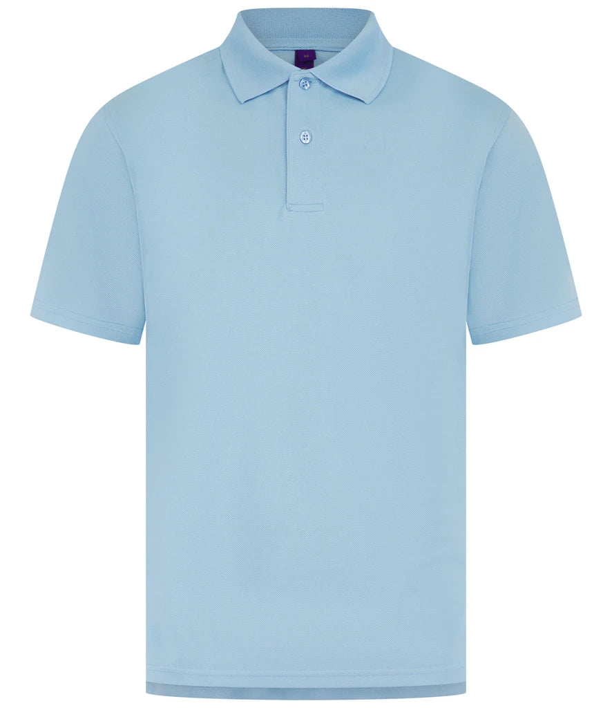 Henbury Coolplus® Wicking Piqué Polo Shirt — Light Blue