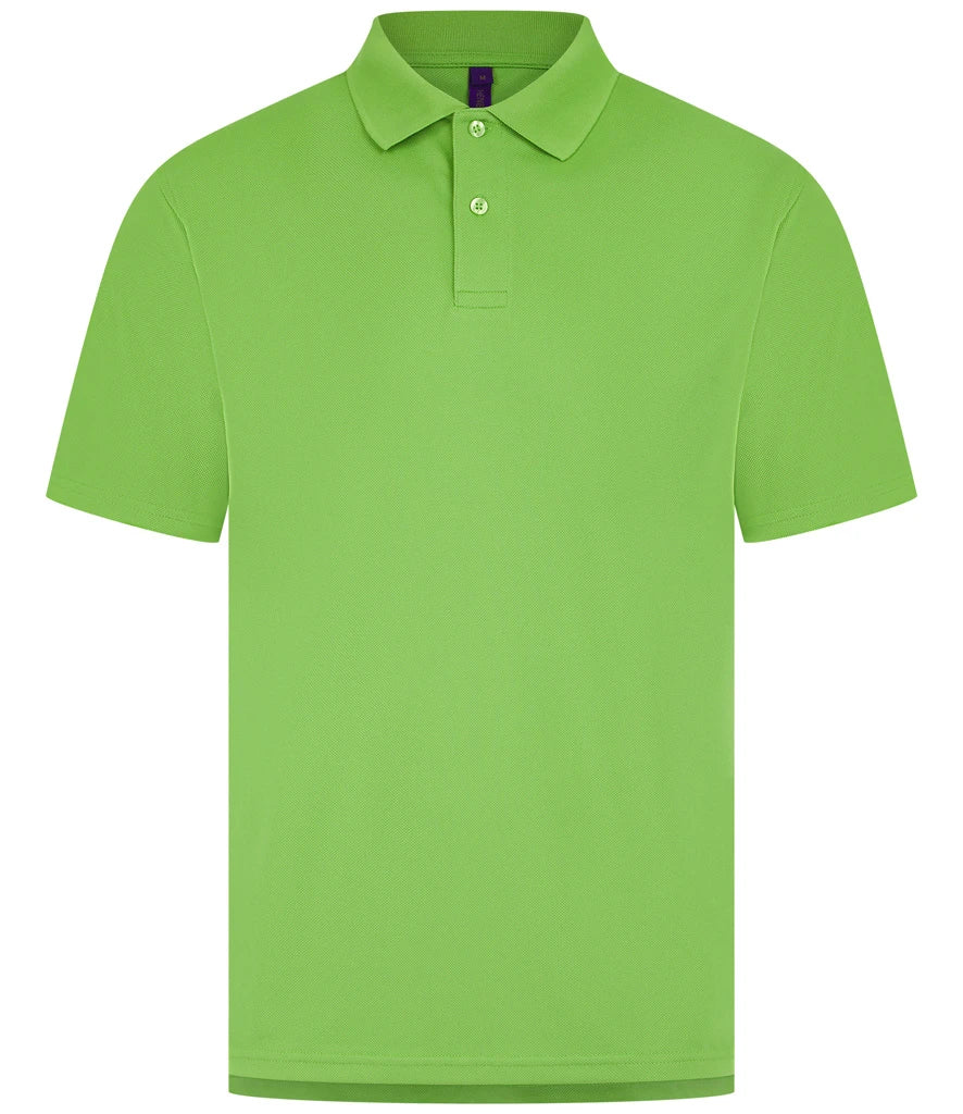 Henbury Coolplus® Wicking Piqué Polo Shirt — Lime Green