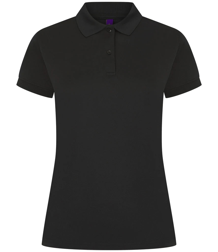 Henbury Ladies Coolplus® Wicking Piqué Polo Shirt — Black