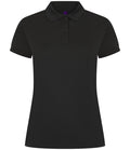 Henbury Ladies Coolplus® Wicking Piqué Polo Shirt — Black