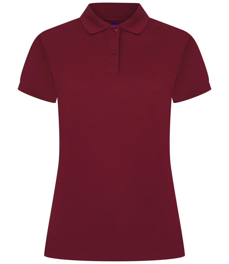 Henbury Ladies Coolplus® Wicking Piqué Polo Shirt — Burgundy