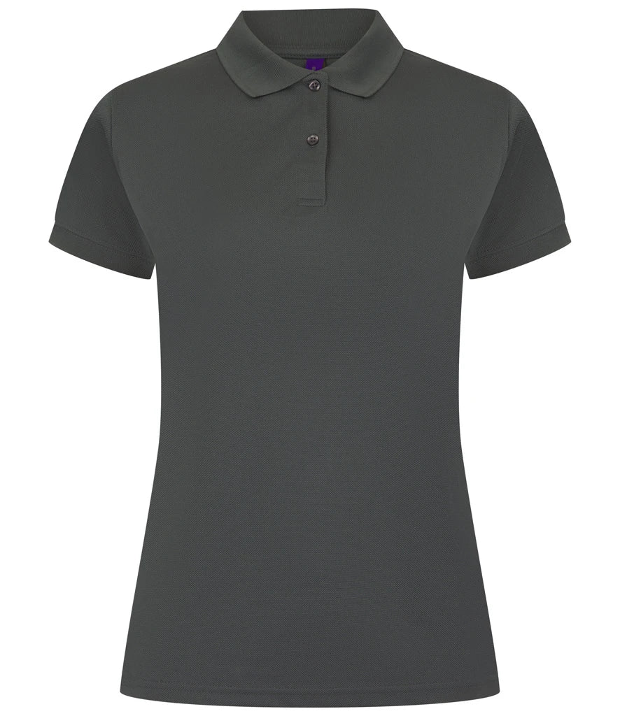 Henbury Ladies Coolplus® Wicking Piqué Polo Shirt — Charcoal