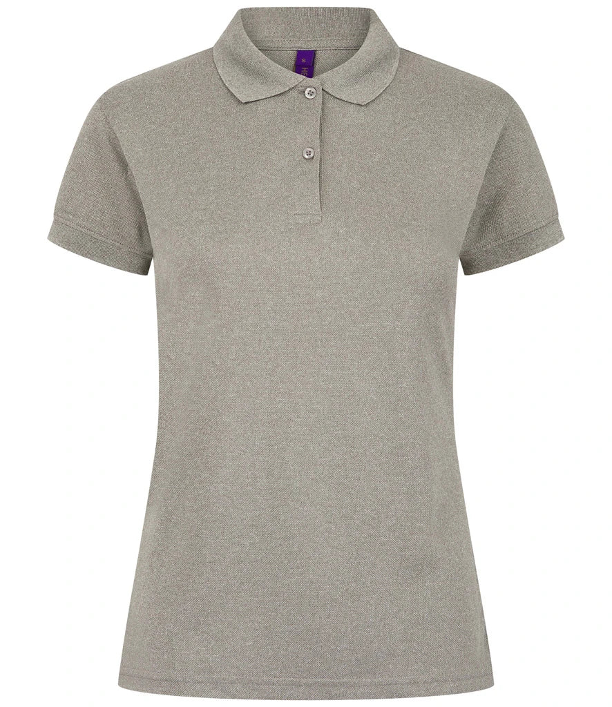 Henbury Ladies Coolplus® Wicking Piqué Polo Shirt — Heather Grey
