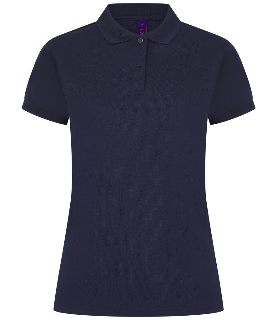 Henbury Ladies Coolplus® Wicking Piqué Polo Shirt — Oxford Navy