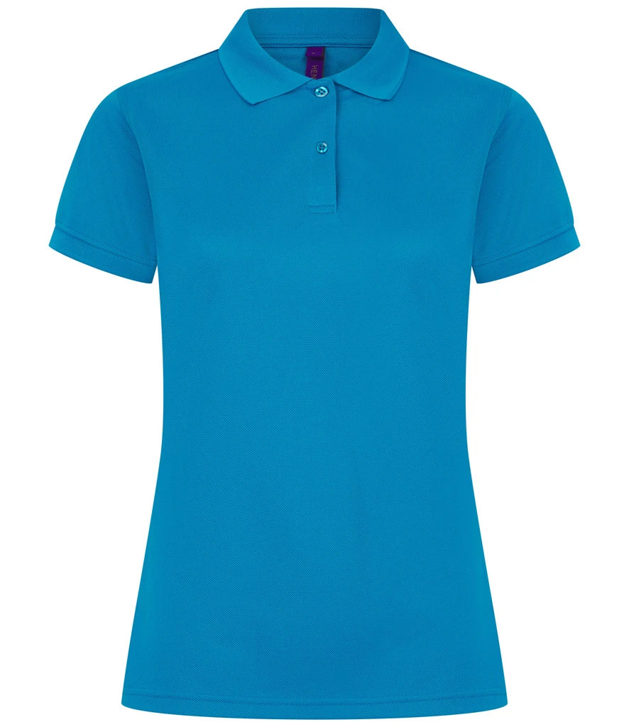 Henbury Ladies Coolplus® Wicking Piqué Polo Shirt — Sapphire Blue
