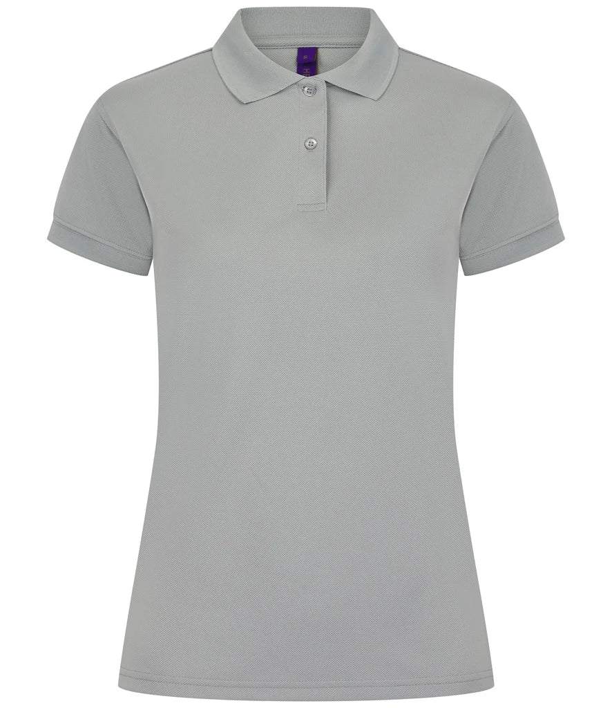 Henbury Ladies Coolplus® Wicking Piqué Polo Shirt — Silver