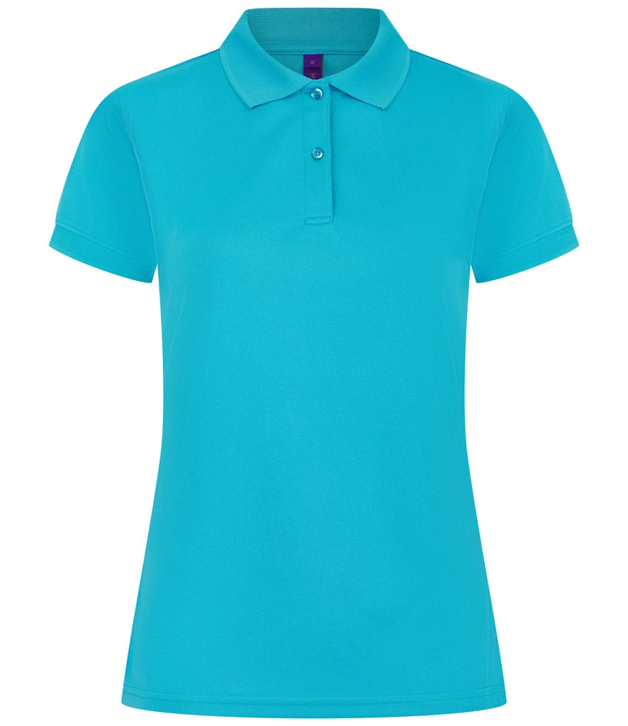 Henbury Ladies Coolplus® Wicking Piqué Polo Shirt — Turquoise Blue