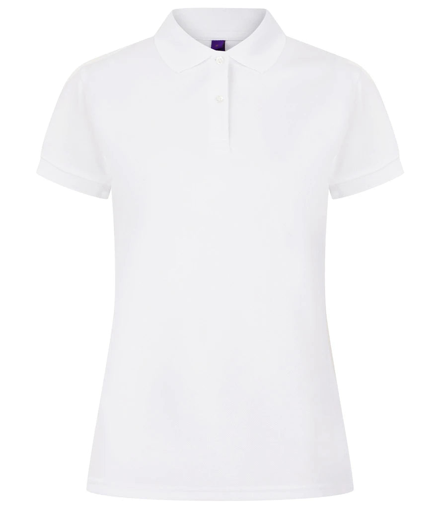 Henbury Ladies Coolplus® Wicking Piqué Polo Shirt — White