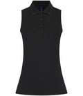 Henbury Ladies Sleeveless Coolplus® Polo Shirt — Black