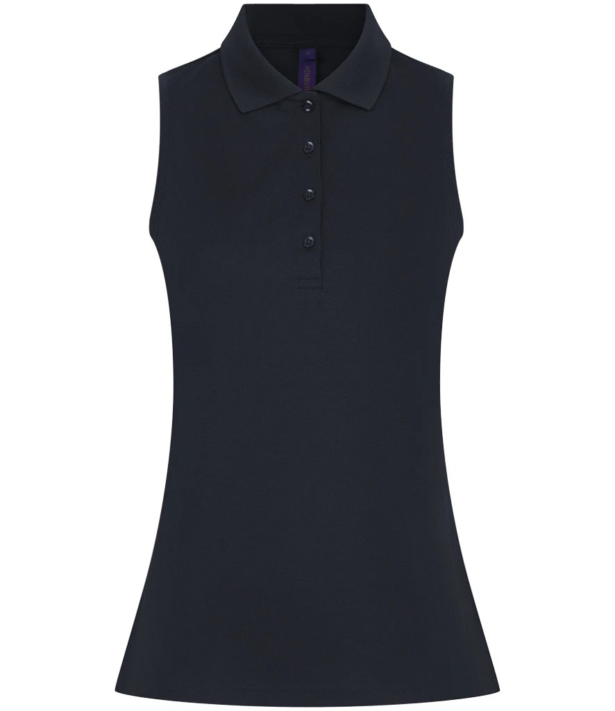 Henbury Ladies Sleeveless Coolplus® Polo Shirt — Navy