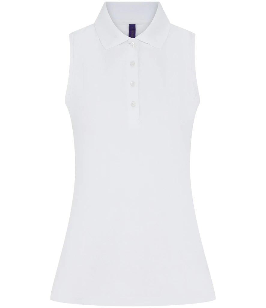 Henbury Ladies Sleeveless Coolplus® Polo Shirt — White