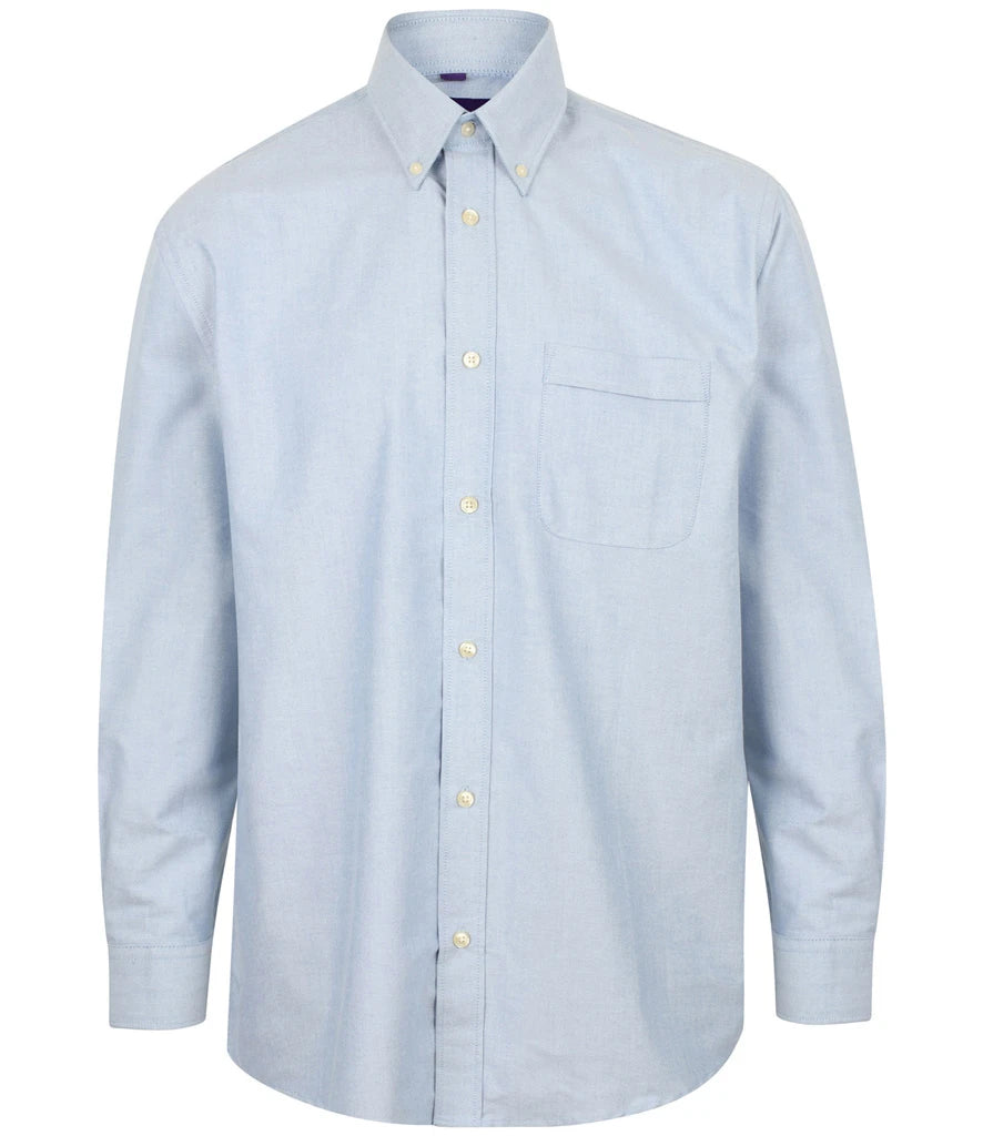 Henbury Long Sleeve Classic Oxford Shirt — Blue