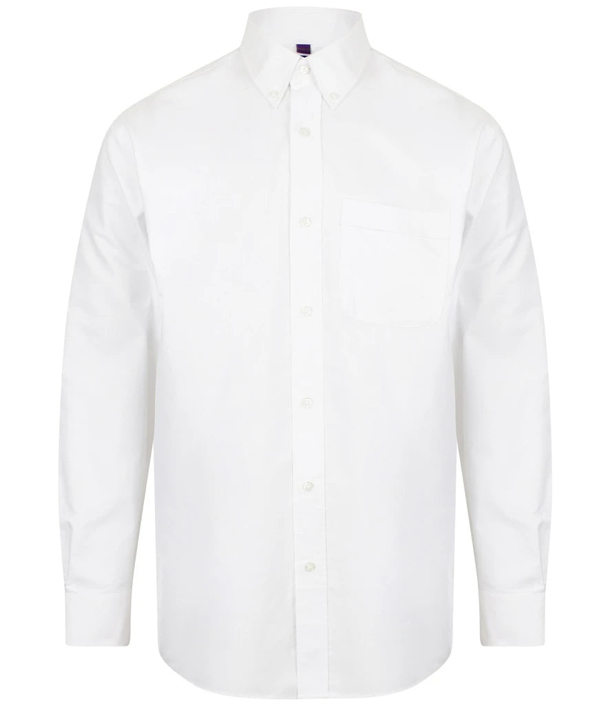 Henbury Long Sleeve Classic Oxford Shirt — White